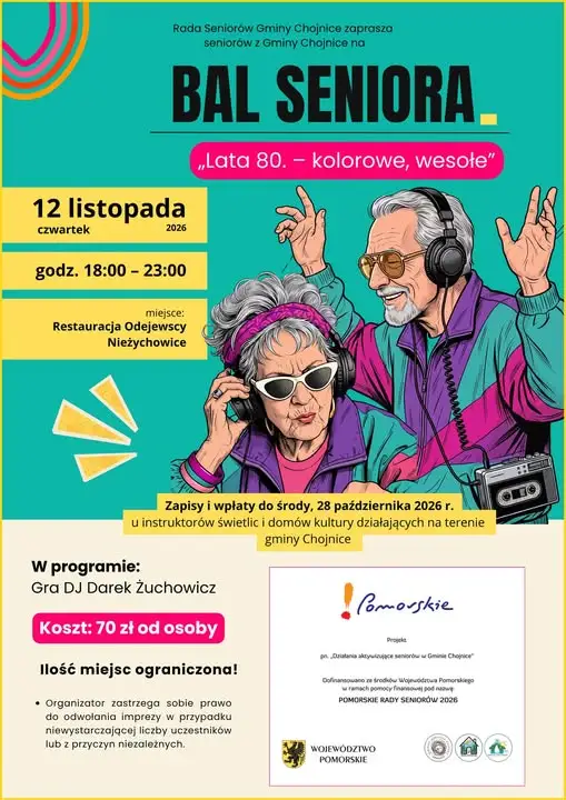 Bal Seniora w Gminie Chojnice – zapisy do 28 października