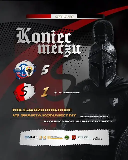 Kolejarz II Chojnice rozgromił Spartę Konarzyny 5:1