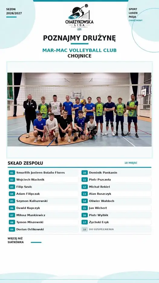 MAR-MAC Volleyball Club Chojnice dołącza do Charzykowskiej Ligi Piłki Siatkowej