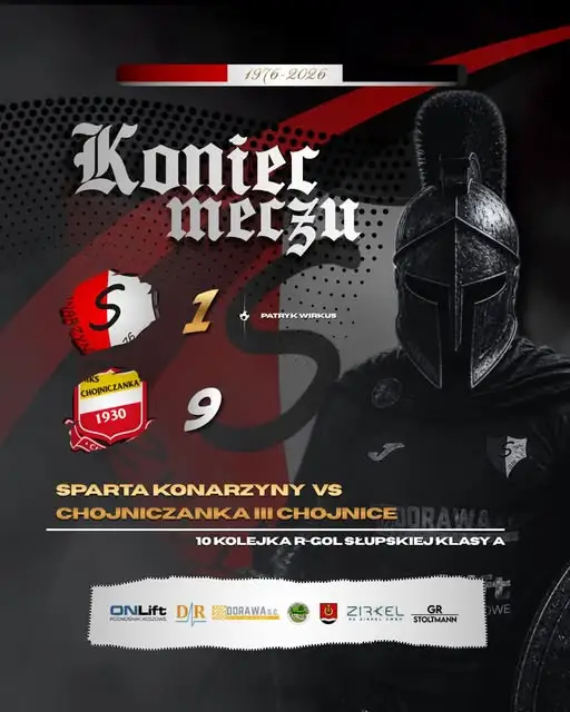 Sparta Konarzyny przegrywa 1:9 z rezerwami Chojniczanki