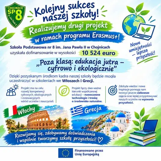 Szkoła Podstawowa nr 8 w Chojnicach z dofinansowaniem Erasmus+