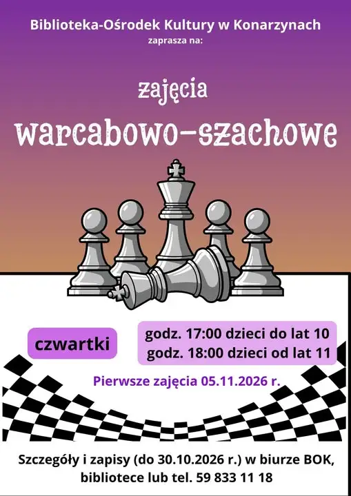 Szachy i warcaby w Konarzynach – nowe zajęcia od listopada